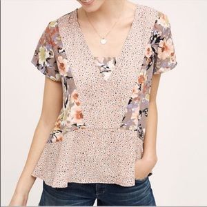 Anthropologie En Elle Verina Peplum Blouse